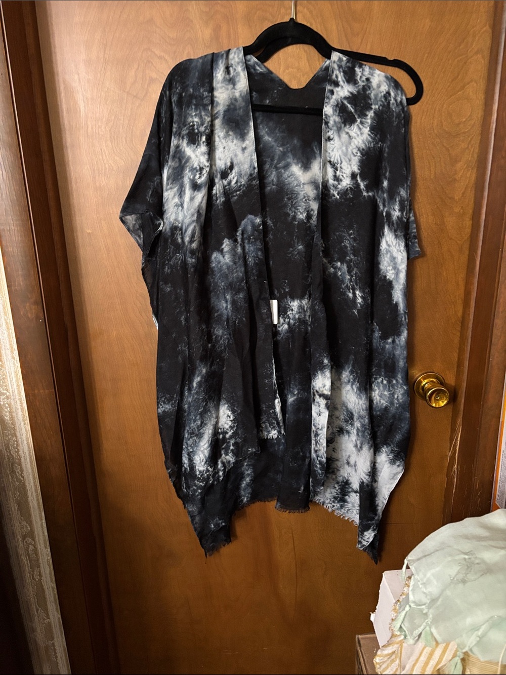 Blue & White Tie-Dye Open Front Kimono